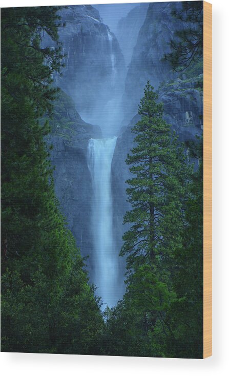 Lower Yosemite Falls Wood Print featuring the photograph Lower and Middle Yosemite Falls by Raymond Salani III