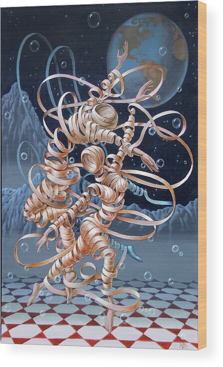 Lunar Ballet Wood Print featuring the painting Lunar Ballet by Victor Molev