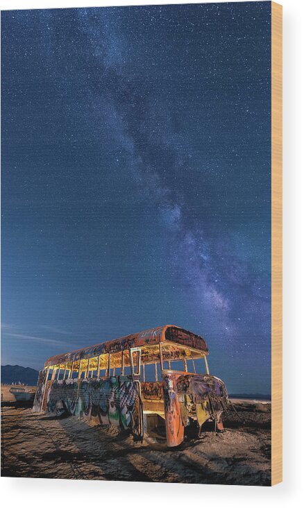 School Bus Wood Print featuring the photograph Magic Milky Way Bus by Michael Ash