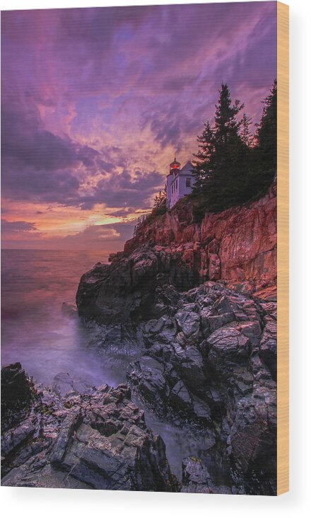 Lighthouse Wood Print featuring the photograph Maine Bass Harbor Lighthouse by Juergen Roth