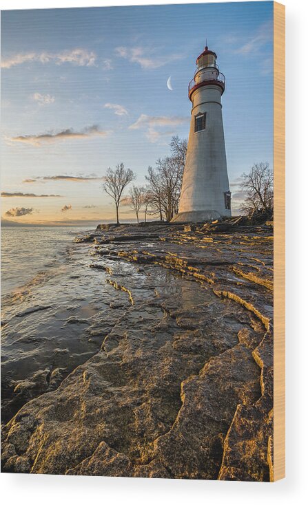Marblehead Lighthouse Wood Print featuring the photograph Marblehead Spring Sunrise 1 by Matt Hammerstein