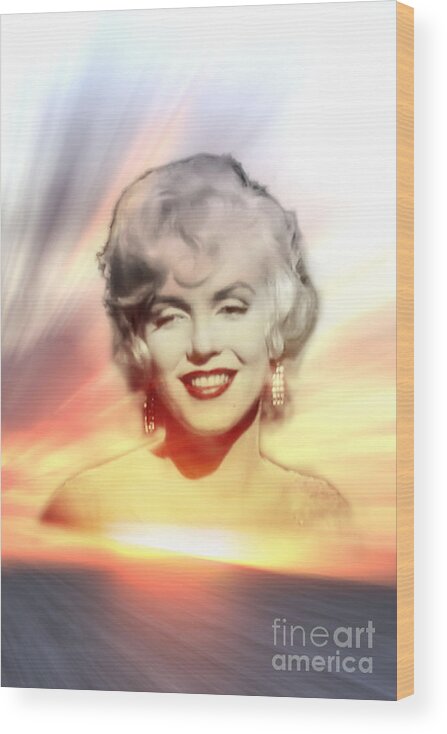 Marilyn Monroe Wood Print featuring the digital art Marilyn Sunset by Roger Lighterness