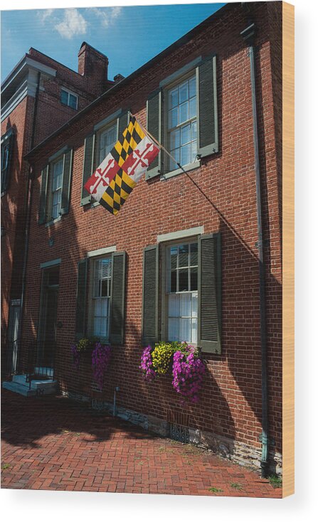  Wood Print featuring the photograph Maryland Flag - Frederick MD by Dana Sohr