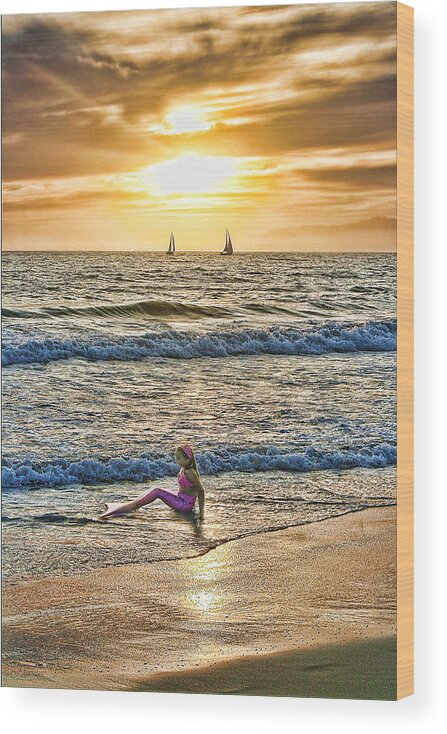 Venice Beach Wood Print featuring the photograph Mermaid of Venice by Michael Cleere