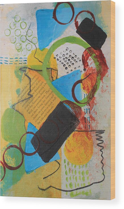 Abstract Wood Print featuring the painting Messy Circles of Life by April Burton