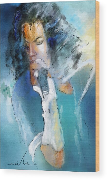 Music Wood Print featuring the painting Michael Jackson 04 by Miki De Goodaboom