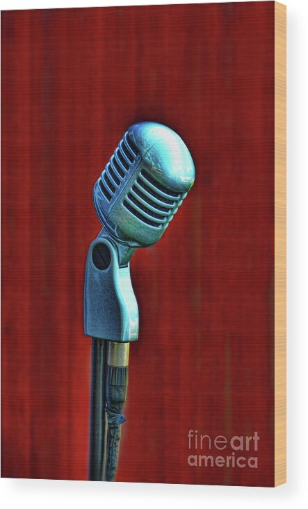Microphone Wood Print featuring the photograph Microphone by Jill Battaglia