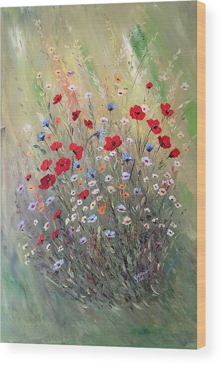 Poppies Painting Wood Print featuring the painting Midsummer Poppies by Dorothy Maier