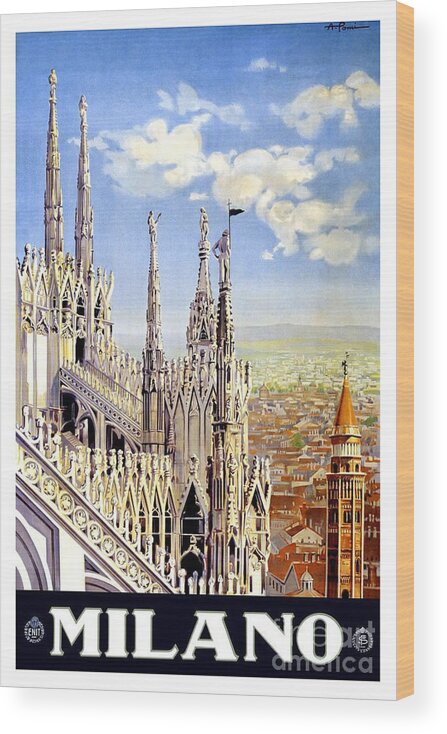 Milan Travel Print Wood Print featuring the painting Milan Travel Print by Pd