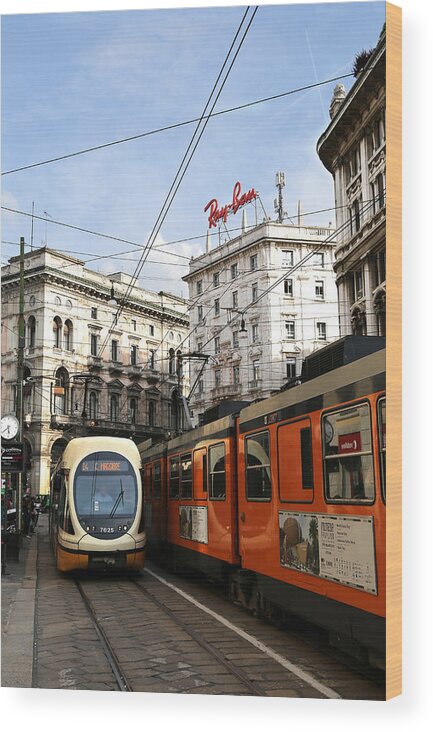 Milan Wood Print featuring the photograph Milan Trolley 4 by Andrew Fare