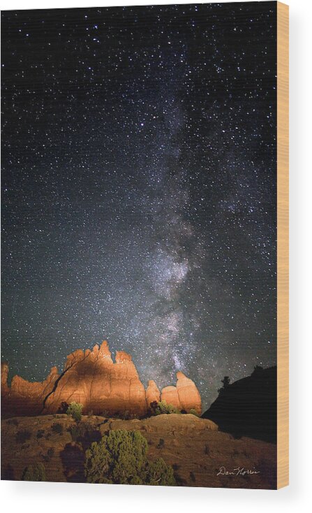 Moab Wood Print featuring the photograph Milky Way over Navajo Rocks by Dan Norris