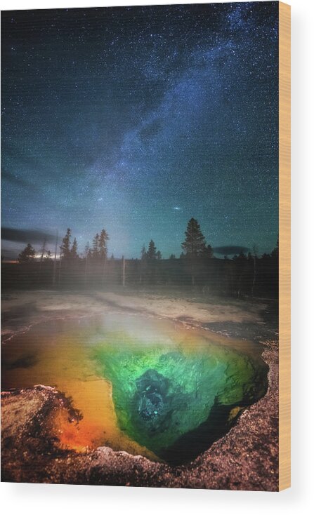 Yellowstone Wood Print featuring the photograph Milky Way Thermal Pool by Darren White