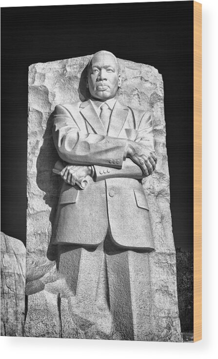 Martin Luther King Wood Print featuring the photograph MLK Memorial in Black and White by Val Black Russian Tourchin