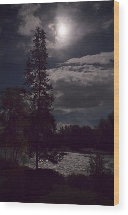 Moon Wood Print featuring the photograph Moonlight on the River by Mary Lee Dereske