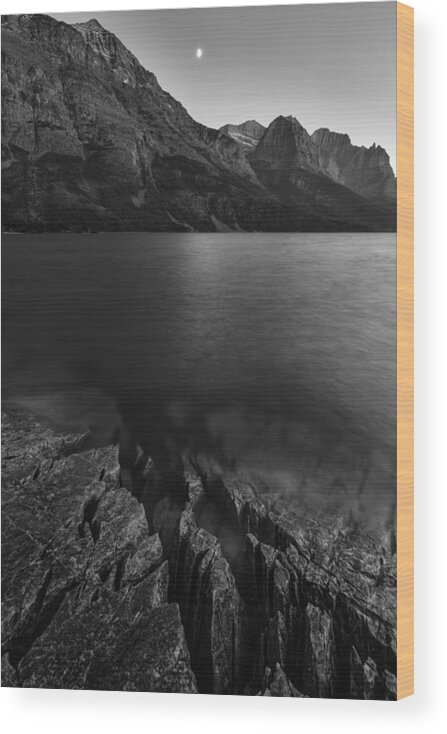 Glacier Wood Print featuring the photograph Moonlit Lake by Mike Lang