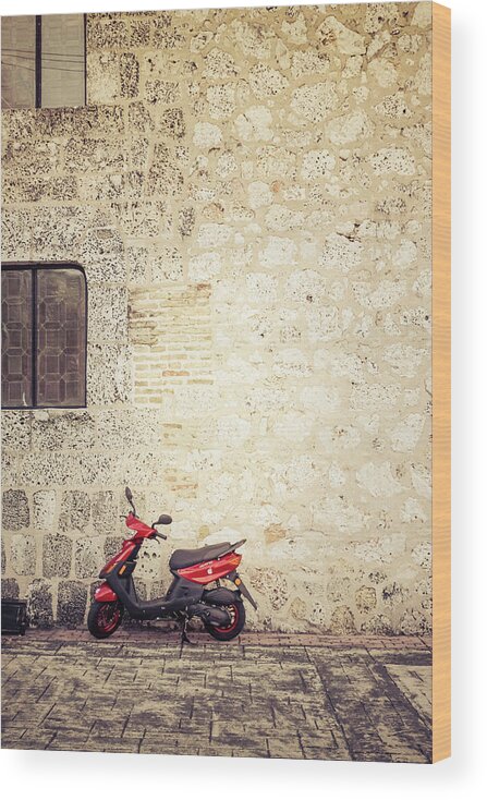  Wood Print featuring the photograph Moped of Santo Domingo by Rebekah Zivicki