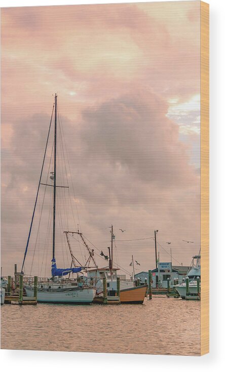 Boat Wood Print featuring the photograph Morning at the Marina 2 by Leticia Latocki