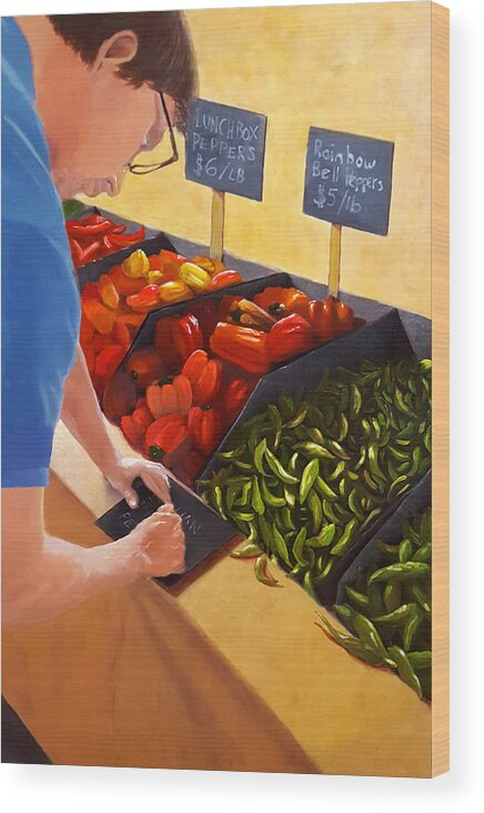 Market Wood Print featuring the painting Morning at the Market by Karyn Robinson