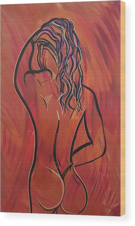 Nude Paintings Wood Print featuring the painting Morning Shower by Bill Manson