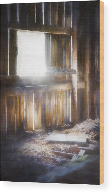 Barn Interior Wood Print featuring the photograph Morning Sun in the Barn by Scott Norris