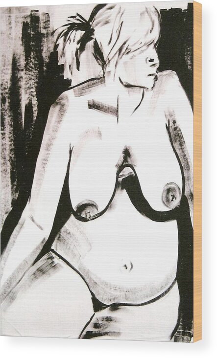 Nudes Wood Print featuring the painting Mother And Child by Joanne Claxton