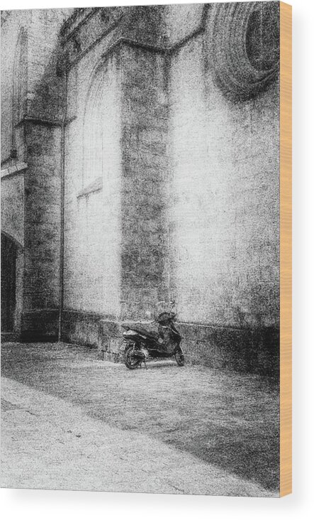  Black Wood Print featuring the digital art Motorcycles Also Like to Pray by Celso Bressan