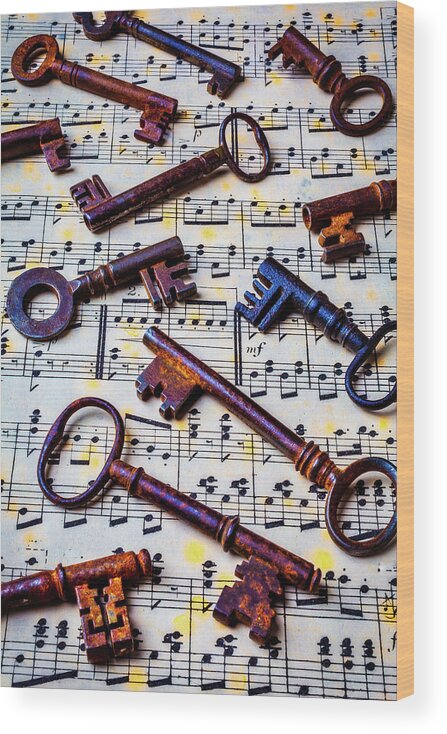 Key Wood Print featuring the photograph Musical Keys by Garry Gay