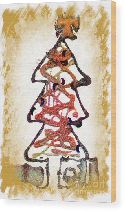 Christmas Tree Wood Print featuring the mixed media My Christmas Tree by Angela L Walker
