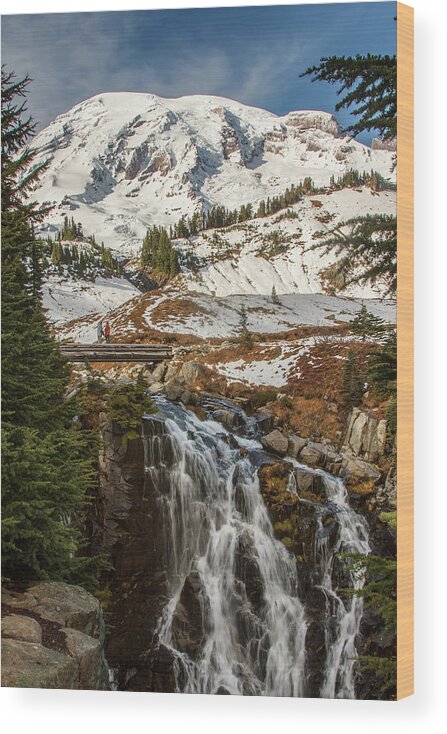 Mt. Rainier Wood Print featuring the photograph Myrtle Falls, Mt Rainier by Tony Locke