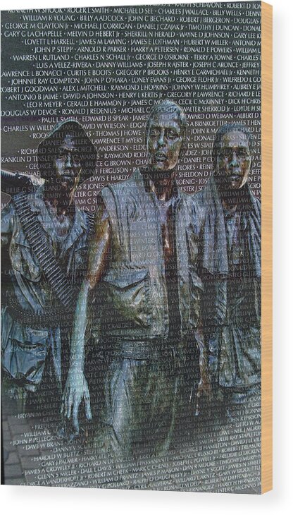 Vietnam Memorial Wood Print featuring the photograph Names and Faces panel W41 by George Bostian