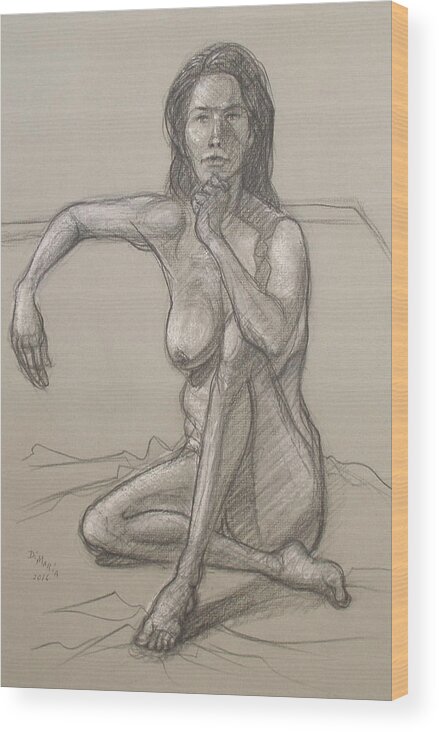 Realism Wood Print featuring the drawing Nancy  by Donelli DiMaria