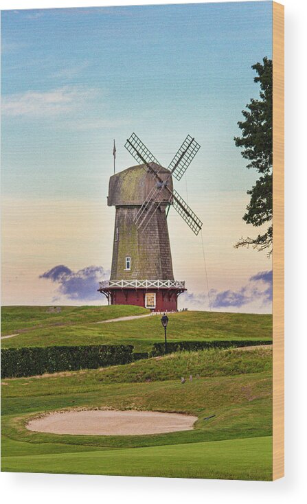 Windmill Wood Print featuring the photograph National Golf Links of America Windmill by Robert Seifert