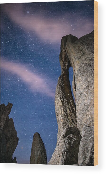 Black Hills Wood Print featuring the photograph Needles Highway by Night by Matt Hammerstein
