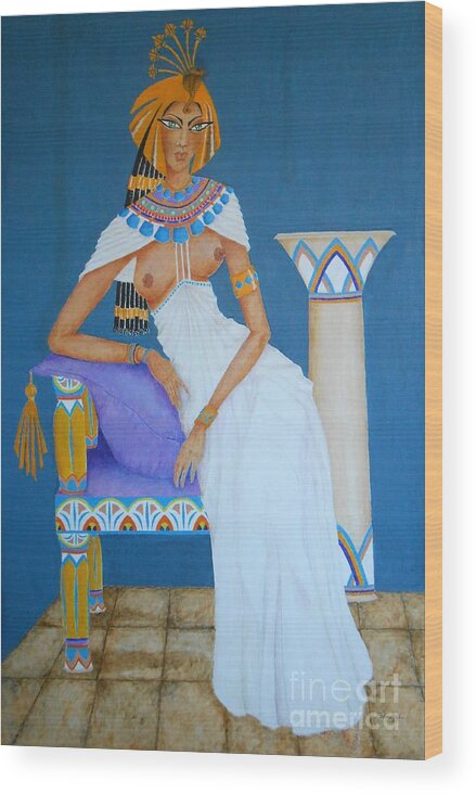 Cleopatra Wood Print featuring the painting Nile Nymph -- Cleopatra, #1 in Famous Flirts Series by Jayne Somogy