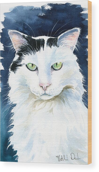 Cat Wood Print featuring the painting Noel Cat Painting by Dora Hathazi Mendes