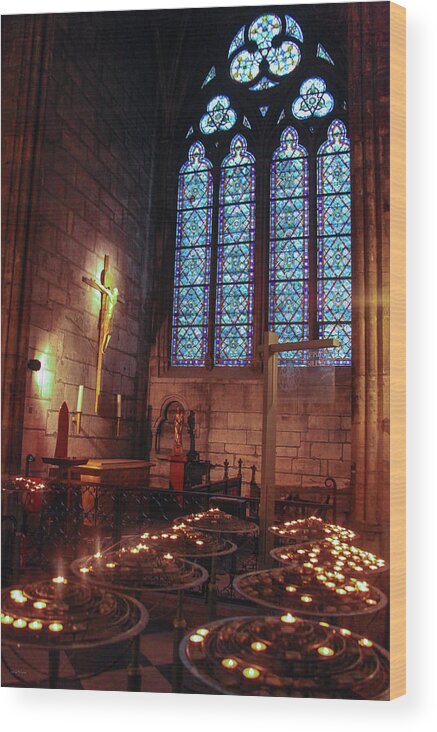 Cathedral Wood Print featuring the photograph Notre Dame Candles by Ross Henton