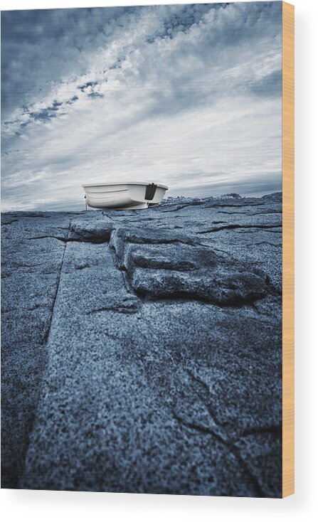 Rowboat Wood Print featuring the photograph Nubble Light Rowboat by Luke Moore