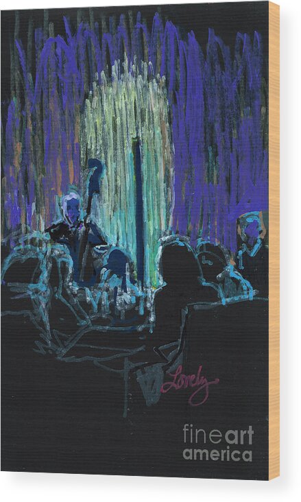 Ocean Lounge Wood Print featuring the painting Ocean Lounge Jazz Night by Candace Lovely