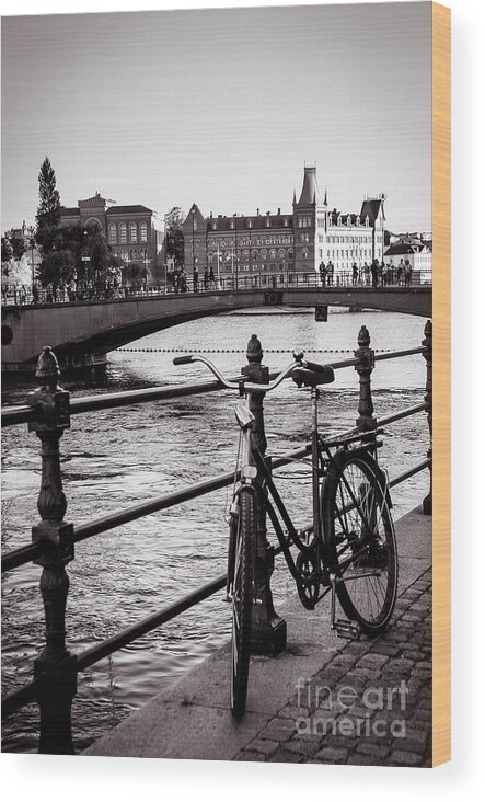 Bicycle Wood Print featuring the photograph Old bicycle in central Stockholm by RicardMN Photography