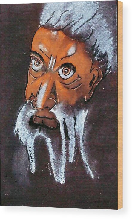 Portrait Wood Print featuring the painting Old Man by Lorna Lorraine