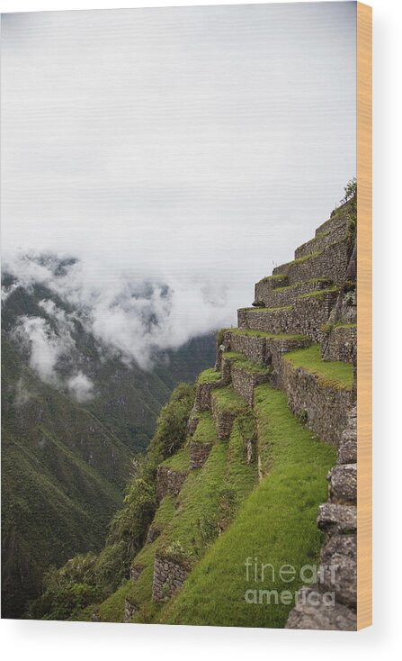 Machu Picchu Wood Print featuring the photograph On the Edge by Timothy Johnson