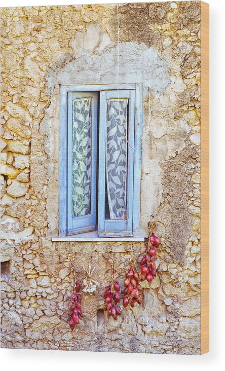 Decay Wood Print featuring the photograph Onions and garlic on window by Silvia Ganora