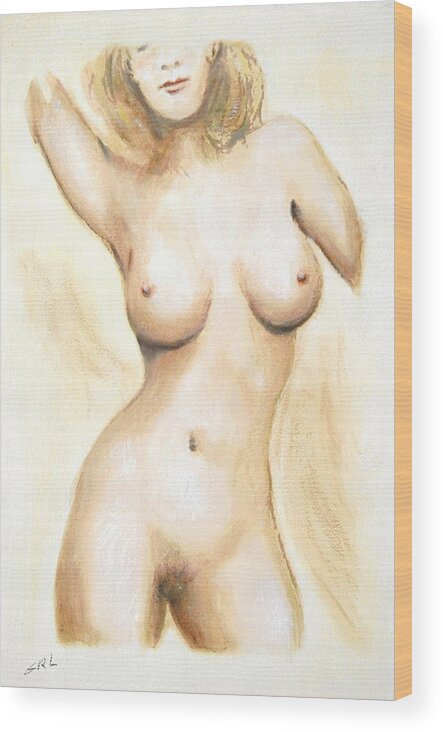 Original Oil Wood Print featuring the painting Original Painting of a NUDE FEMALE TORSO by G Linsenmayer