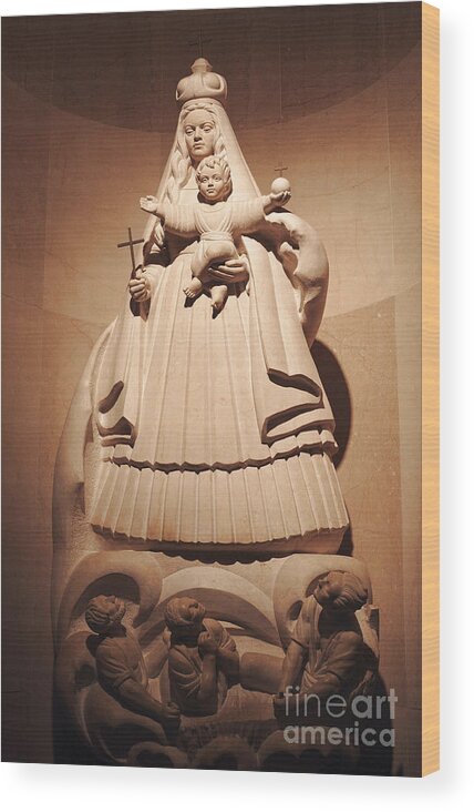 National Shrine Of The Immaculate Conception Wood Print featuring the photograph Our Lady of Charity at the Shrine of the Immaculate Conception in Washington DC by William Kuta