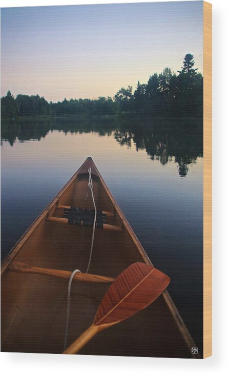 Canoe Wood Print featuring the photograph Paddling in the Sky by John Meader