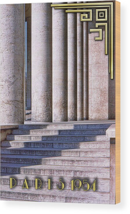 Paris Columns - Titled Wood Print featuring the photograph Paris Columns - Titled by Chuck Staley