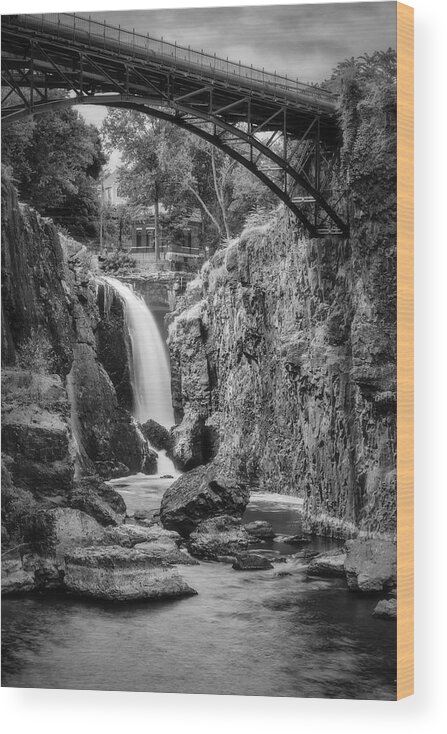 Great Falls Wood Print featuring the photograph Paterson Great Falls III BW by Susan Candelario