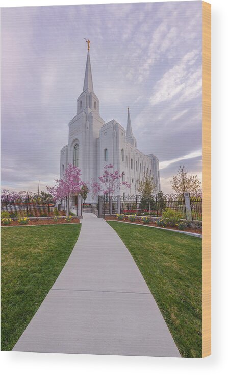 Brigham City Temple Wood Print featuring the photograph Path to Salvation by Dustin LeFevre