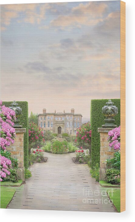 Mansion Wood Print featuring the photograph Pathway Leading To A Mansion Through Beautiful Gardens by Lee Avison