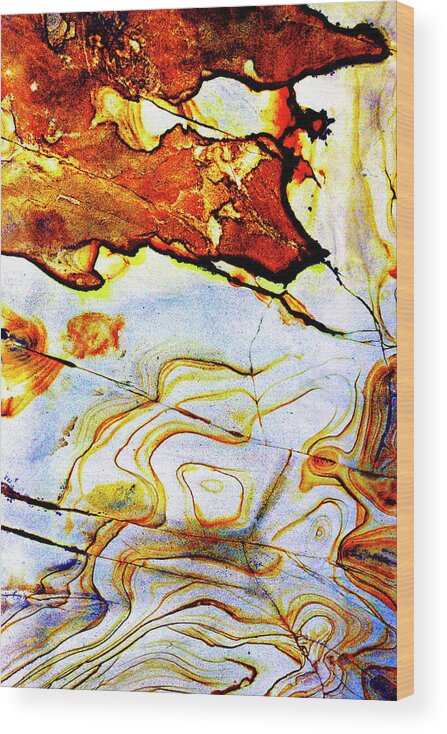 Abstract Wood Print featuring the photograph Patterns in Stone - 201 by Paul W Faust - Impressions of Light